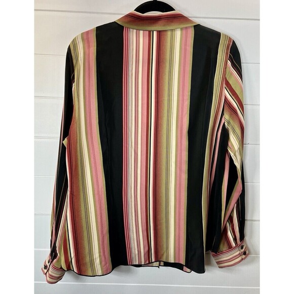 EK Designs Top Women's L Striped Long Sleeve Button Down 70s’ Style Retro*Flaw - Picture 7 of 11